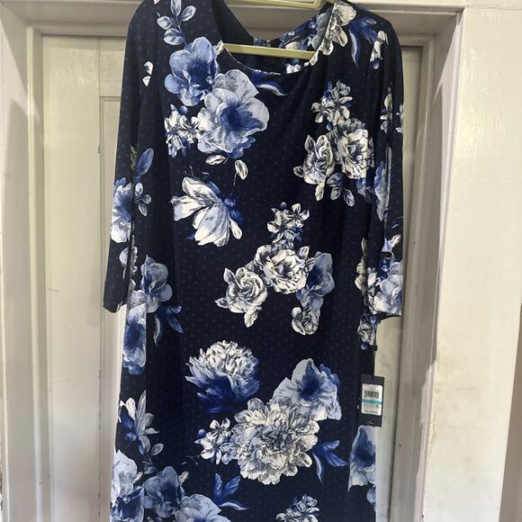 Tommy Hilfiger Women’s Blue Floral Shift Dress Sz 16 NWT - Picture 1 of 8